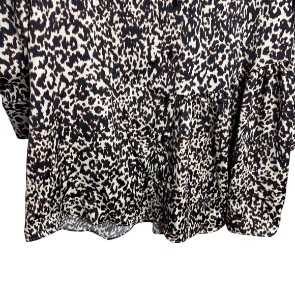 Zara Leopard Animal Print Button Front Oversized Tunic Top Size S Long Sleeve - Picture 7 of 9